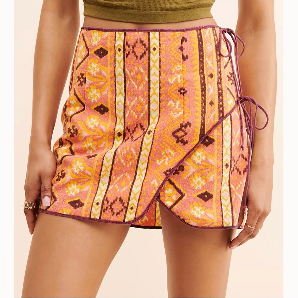 Free People Cleo Wrap Skirt Multi Color Size 2